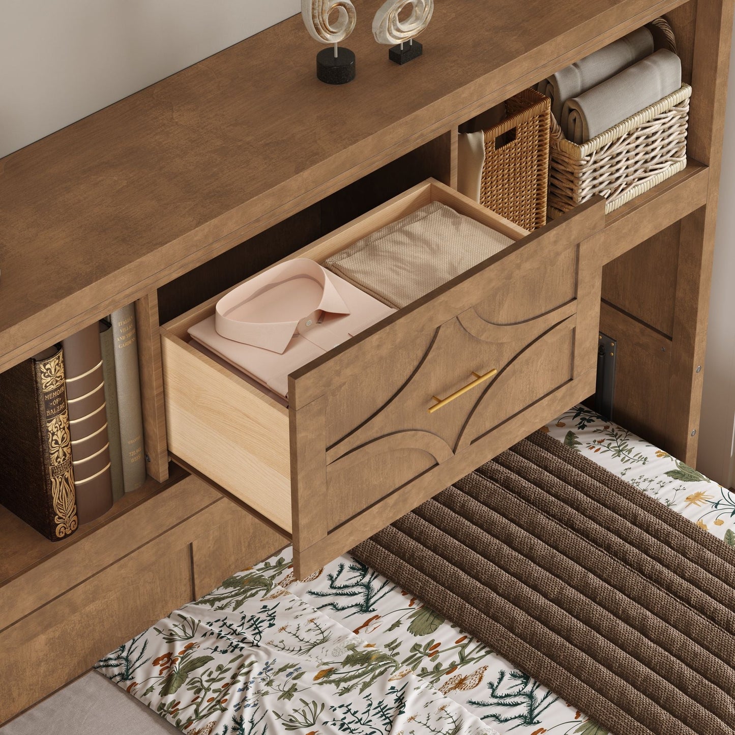 Murphy Bed With Charging Station And Drawer