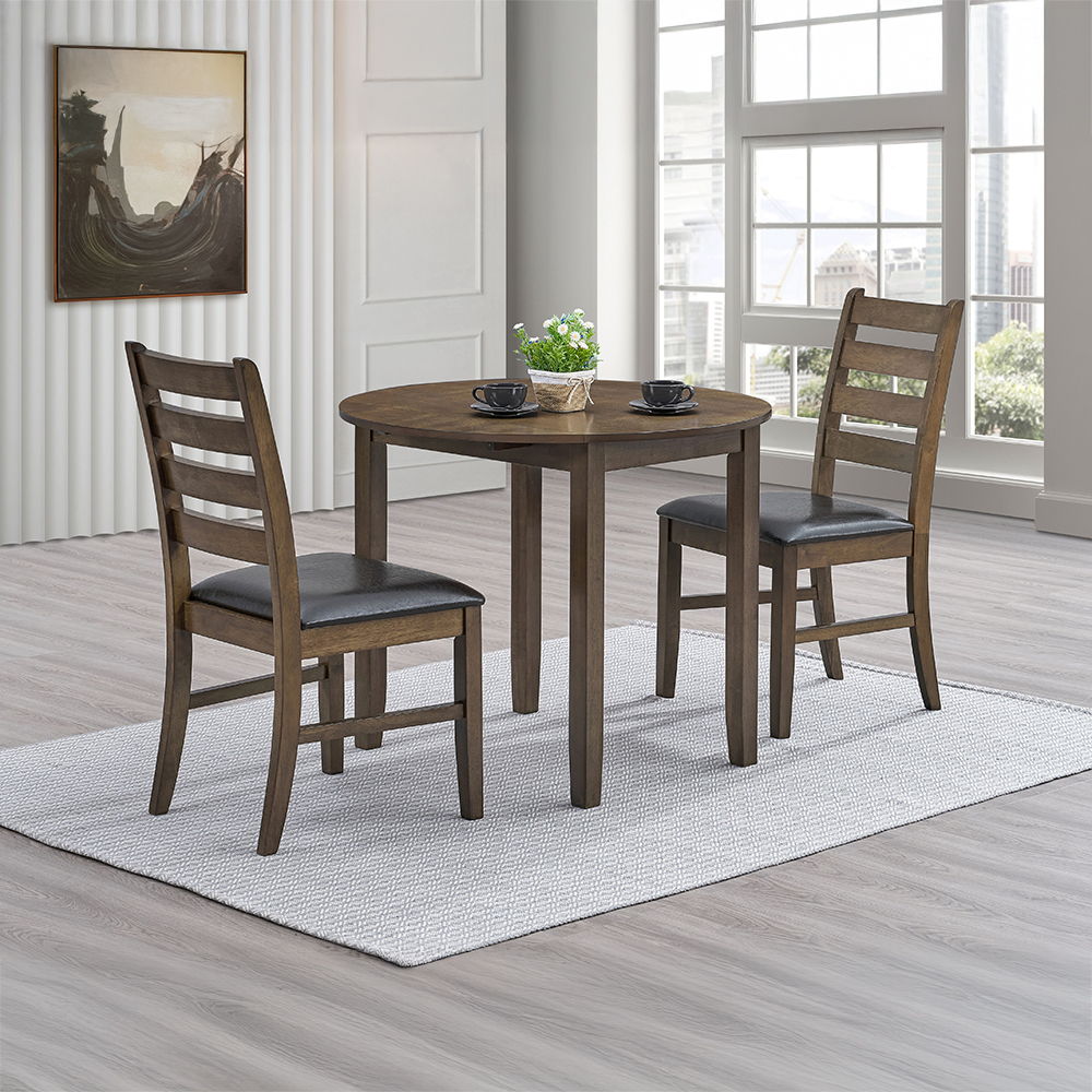 Damica - Side Chair (Set of 2) - Brown Synthetic Leather & Walnut