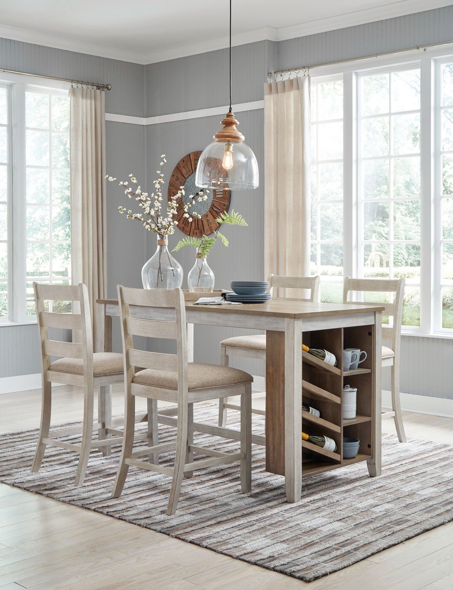 Skempton - Rectangular Counter Table With Storage - White
