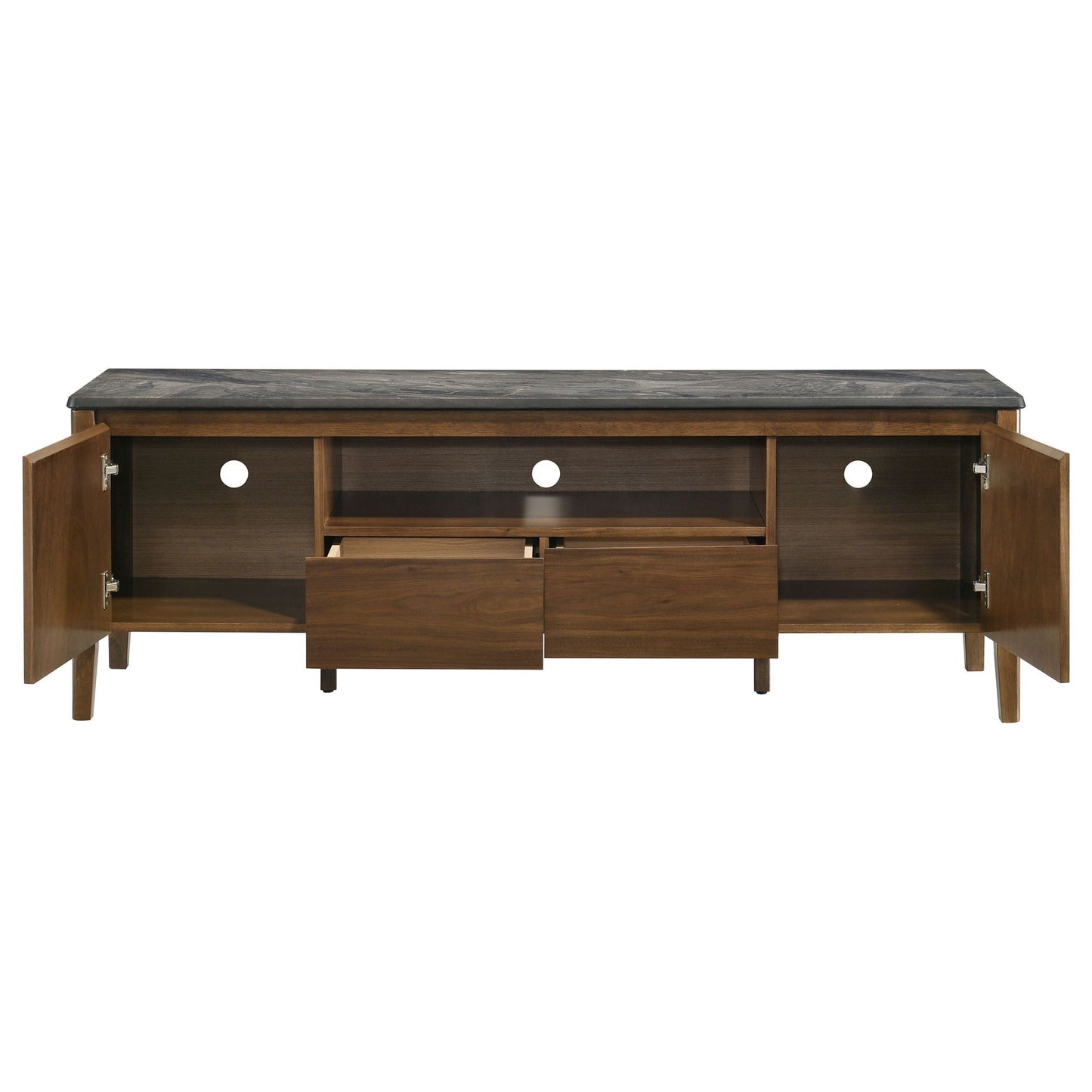 Bradley 63-inch 2-Door SmartTop TV Stand Smokey Grey and Brown