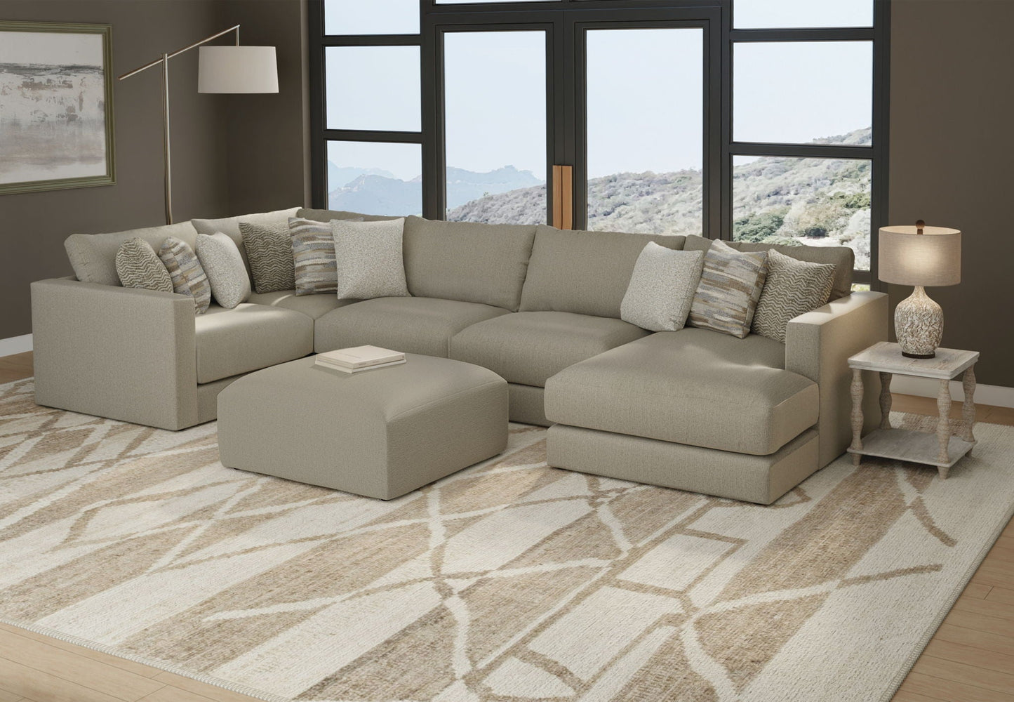 Amelia - Cocktail Ottoman - Sand