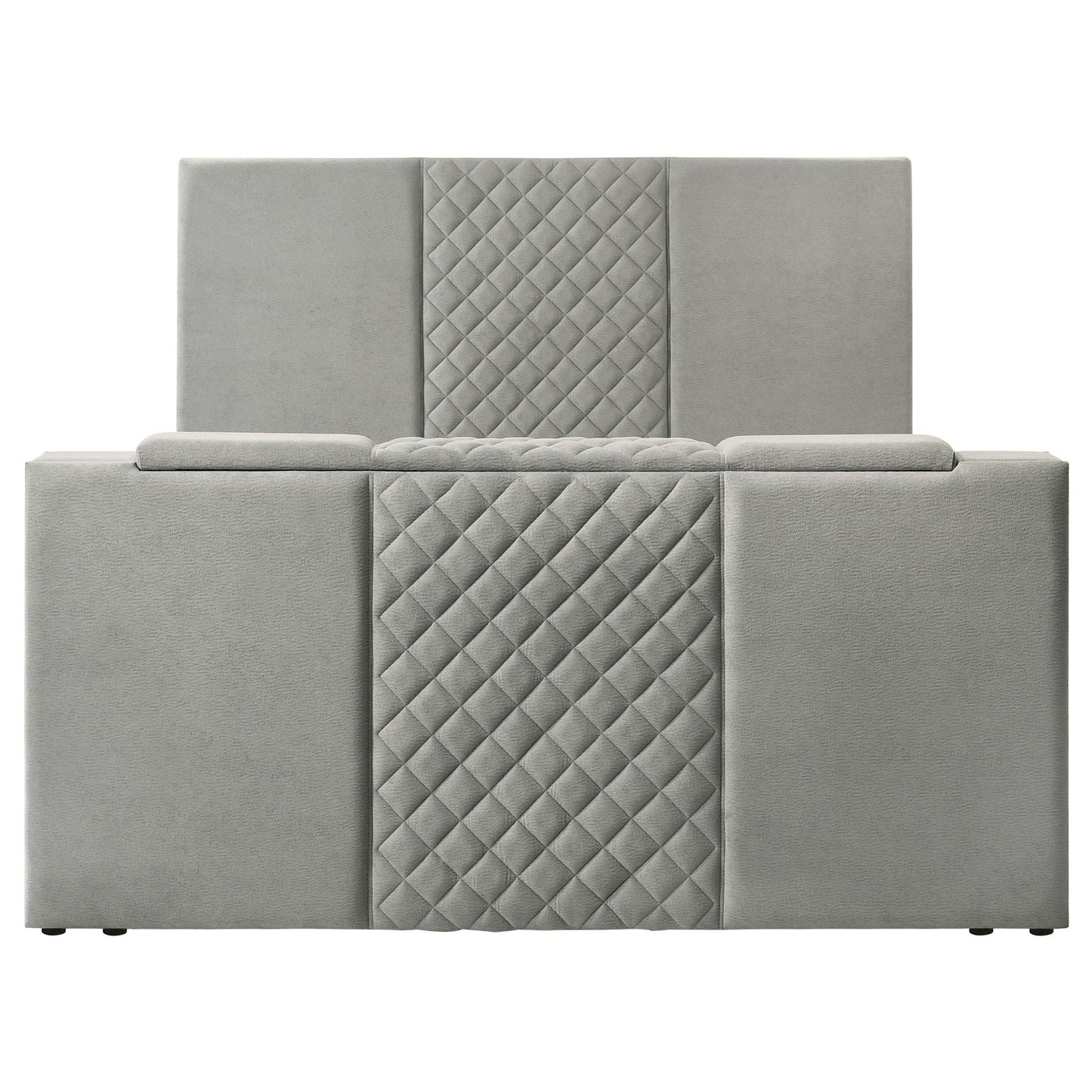 Tara 61-inch Upholstered Eastern King Panel TV Bed Grey