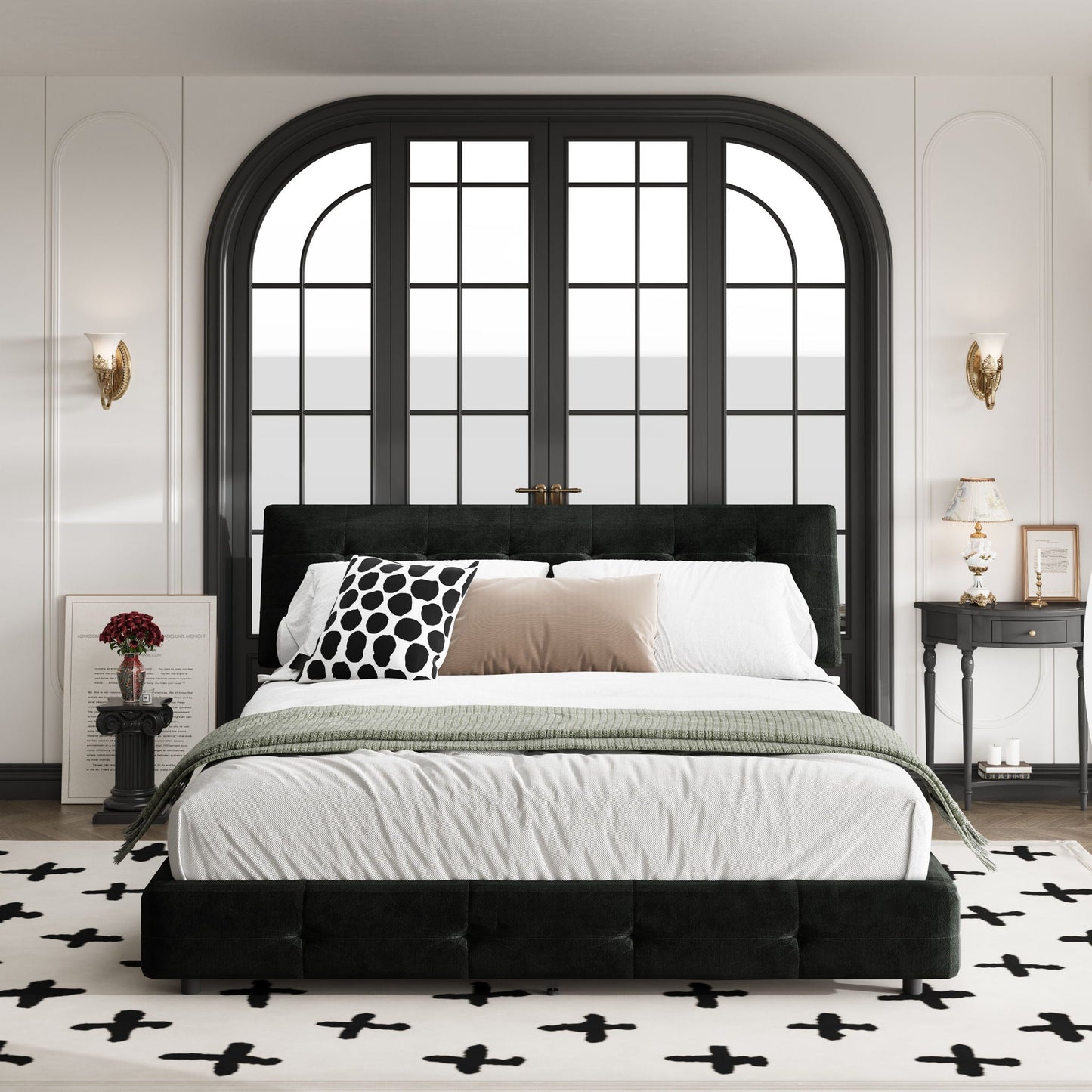 Tufted Headboard With Extra-Large Ultra-Soft Cloud Pillow Design