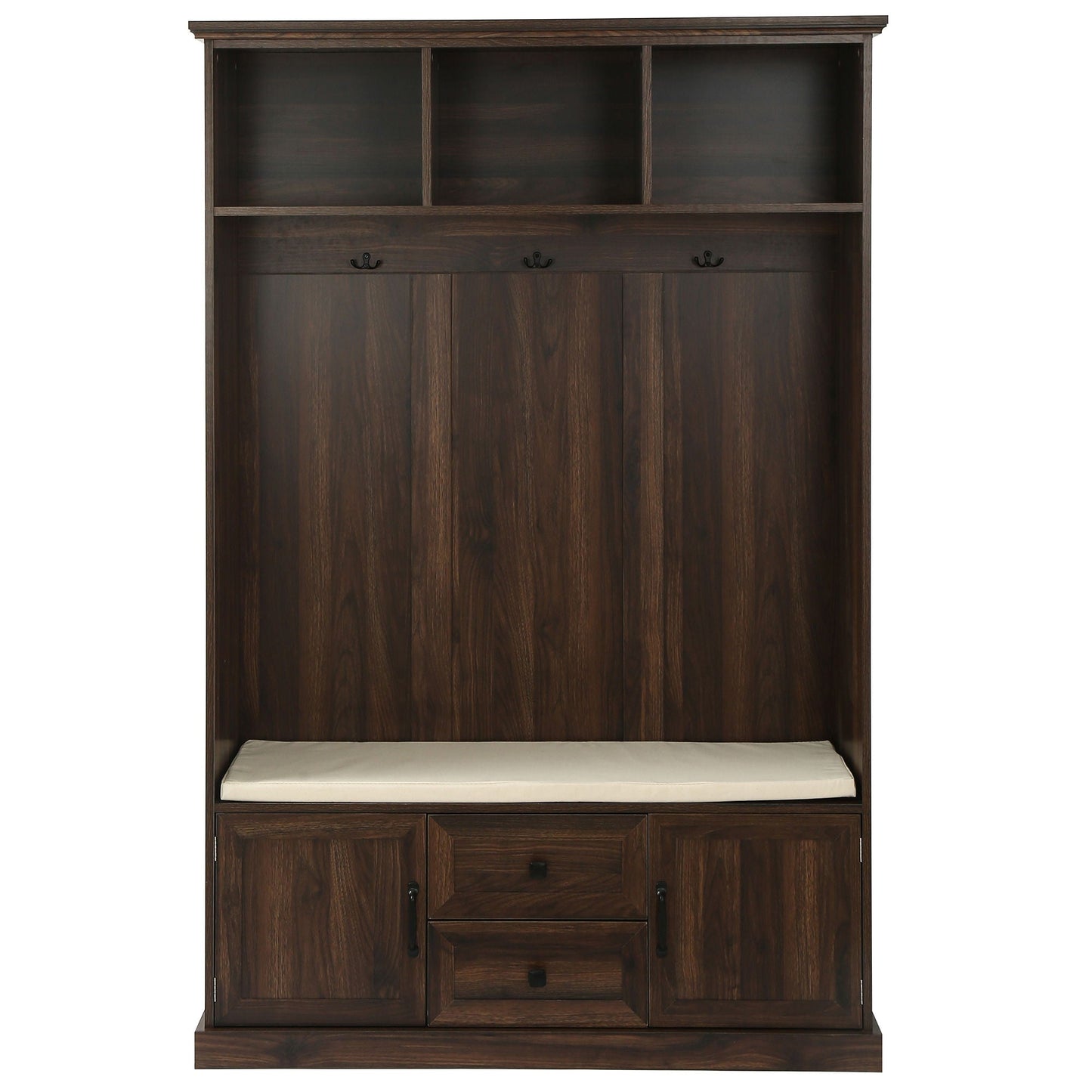 Hall Tree With 3 Hooks, Coat Hanger, Entryway Bench, Storage Bench, 3 In 1 Design