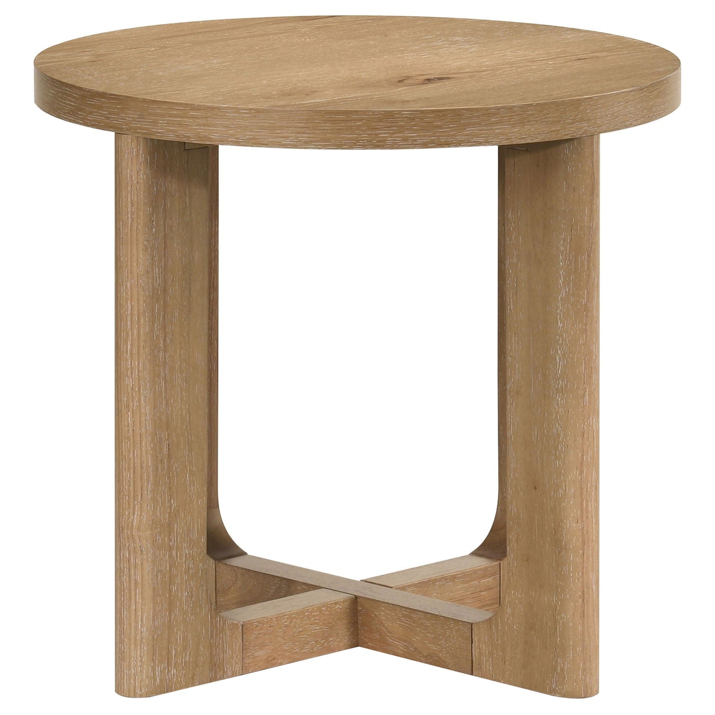 Kessler Round Sculptural Wood End Table Light Oak
