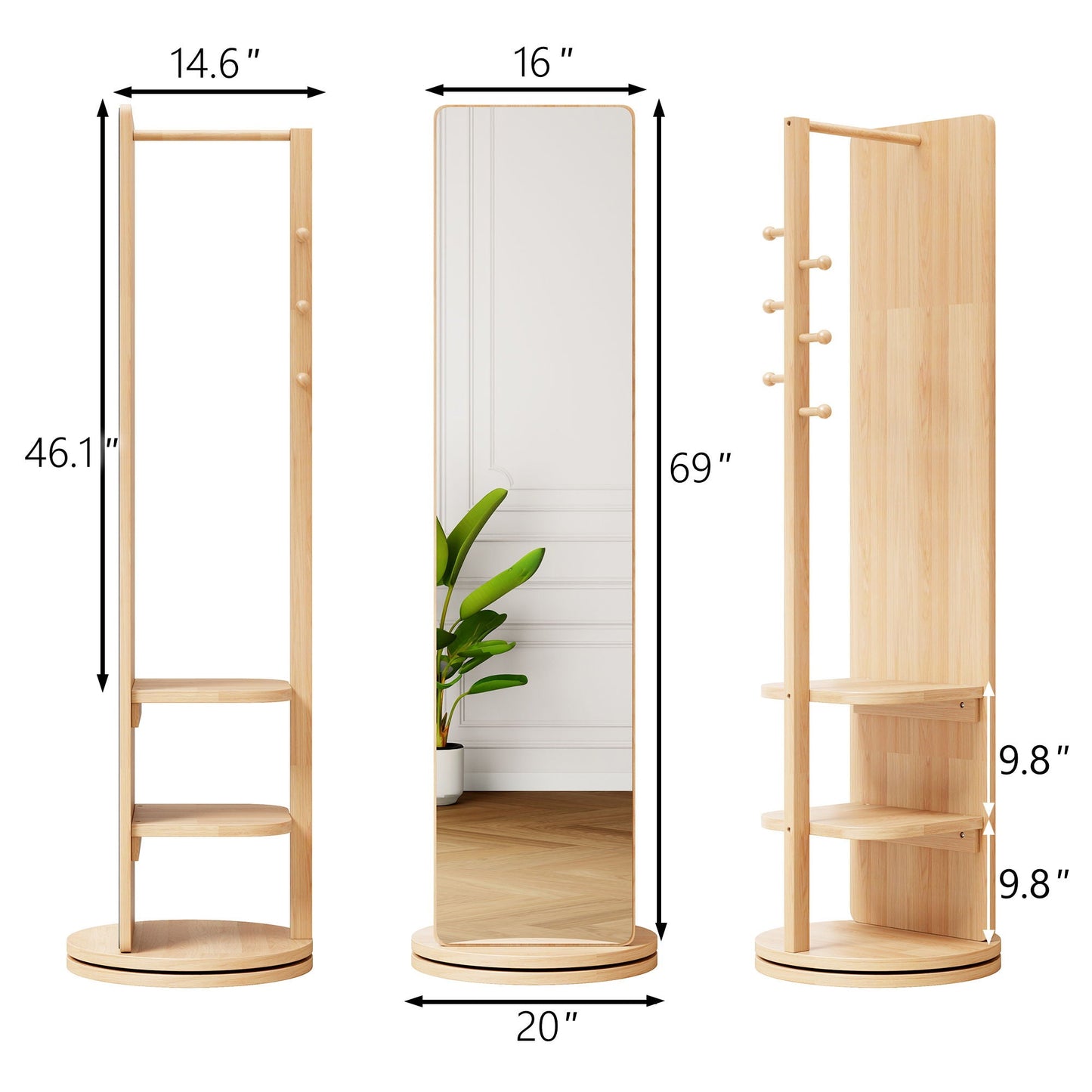 3 In 1 Multifunctional Full Length Clothing Mirror
