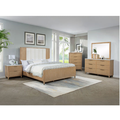 Nightstand With Accented Hardware - Natural Wood
