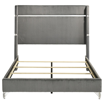Lucia 61-inch Upholstered Queen Wingback Bed Grey