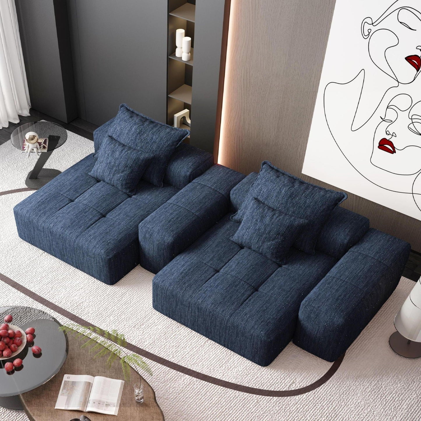Modern Oversized Diy Combination Modular Sectional Sofa With Pillows