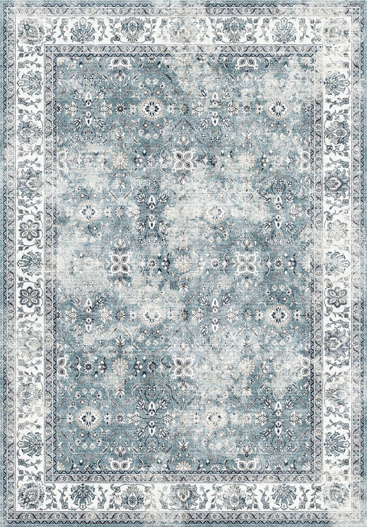 Toucan - 5' X 7' Washable Non - Slip Area Rug, Elegant Design - Silver
