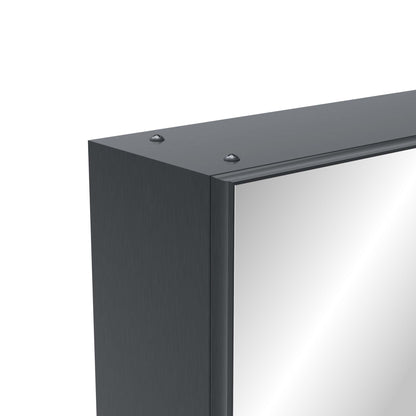 Medicine Cabinet, Wall Mounted Bathroom Mirror With Storage, Adjustable Shelves - Black Brown
