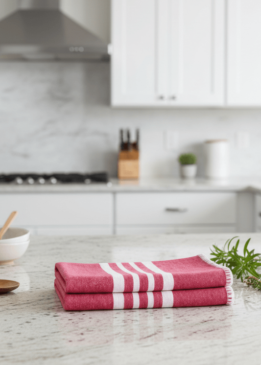 Farmhouse Hand Towels Set of 2 — Fringe-Free, Rustic Home Decor