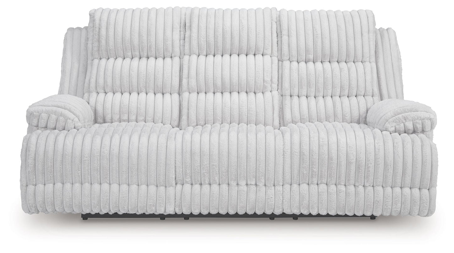 Rhines Falls - Reclining Power Sofa With Drop Down Table - Alloy