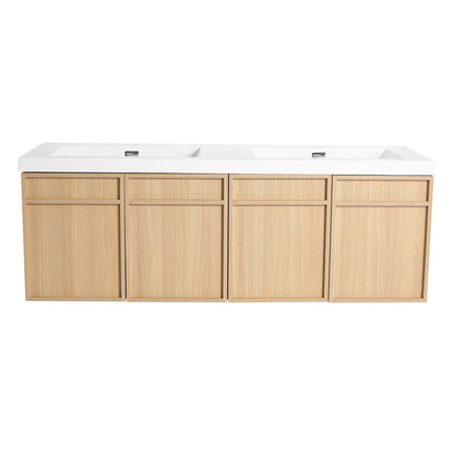 Wall-Mounted Bathroom Vanity With Resin Sink And Soft Closing Doors