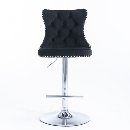 Swivel Barstools Adjusatble Seat Height From 25-33", Modern Upholstered Base Bar Stools With Backs Comfortable Tufted For Home Pub And Kitchen Island (Set of 2)