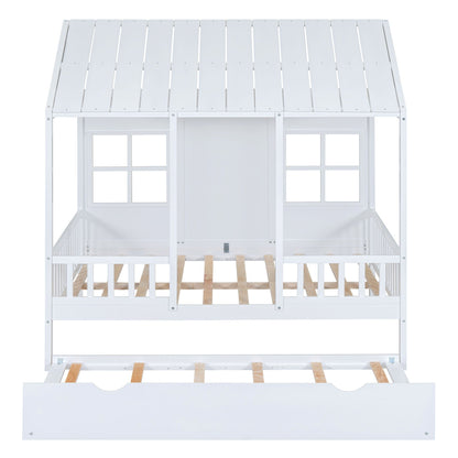House Bed With Twin Size Trundle, Daybed