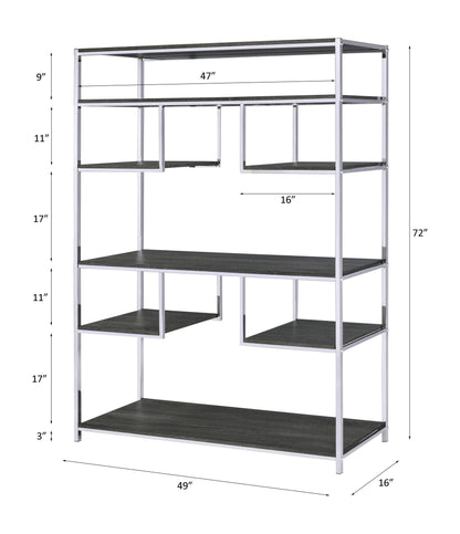 Vonara - Bookshelf - Rustic Gray Oak & Chrome