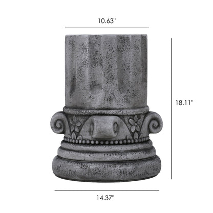 Outdoor End Table, Round Side Table For Patio And Garden - Antique Gray