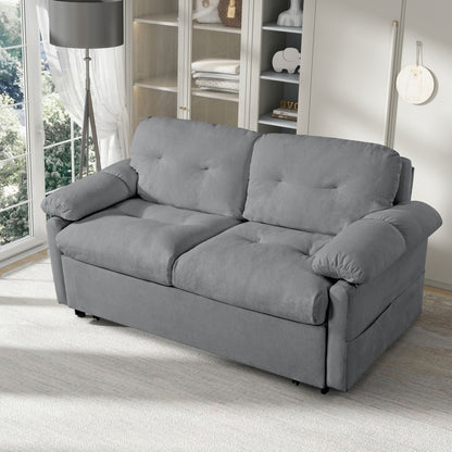 Convertible Pull Out Sofa Bed Queen Size, 3 In 1 With Side Storage