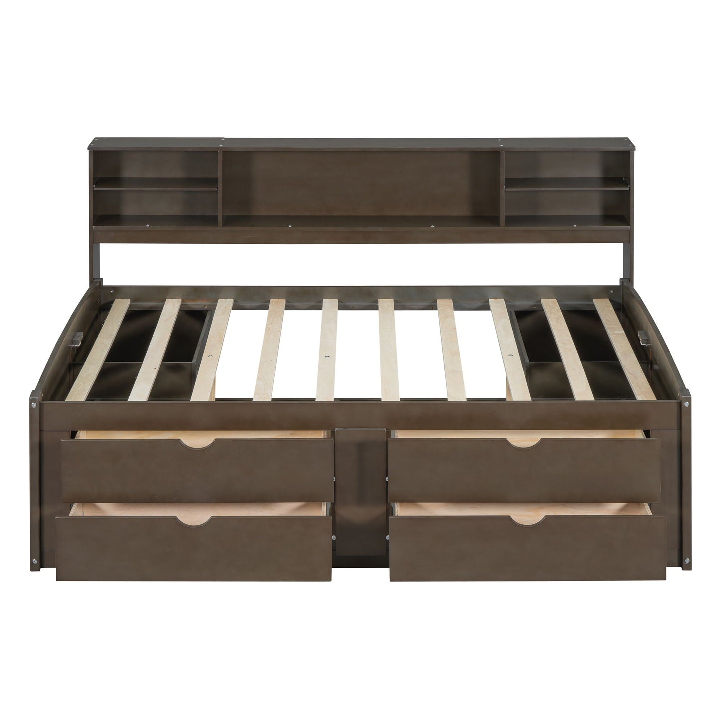 Daybed With 2 Bedside Cabinets, Upper Shelves And 4 Drawers