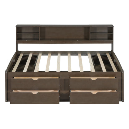 Daybed With 2 Bedside Cabinets, Upper Shelves And 4 Drawers