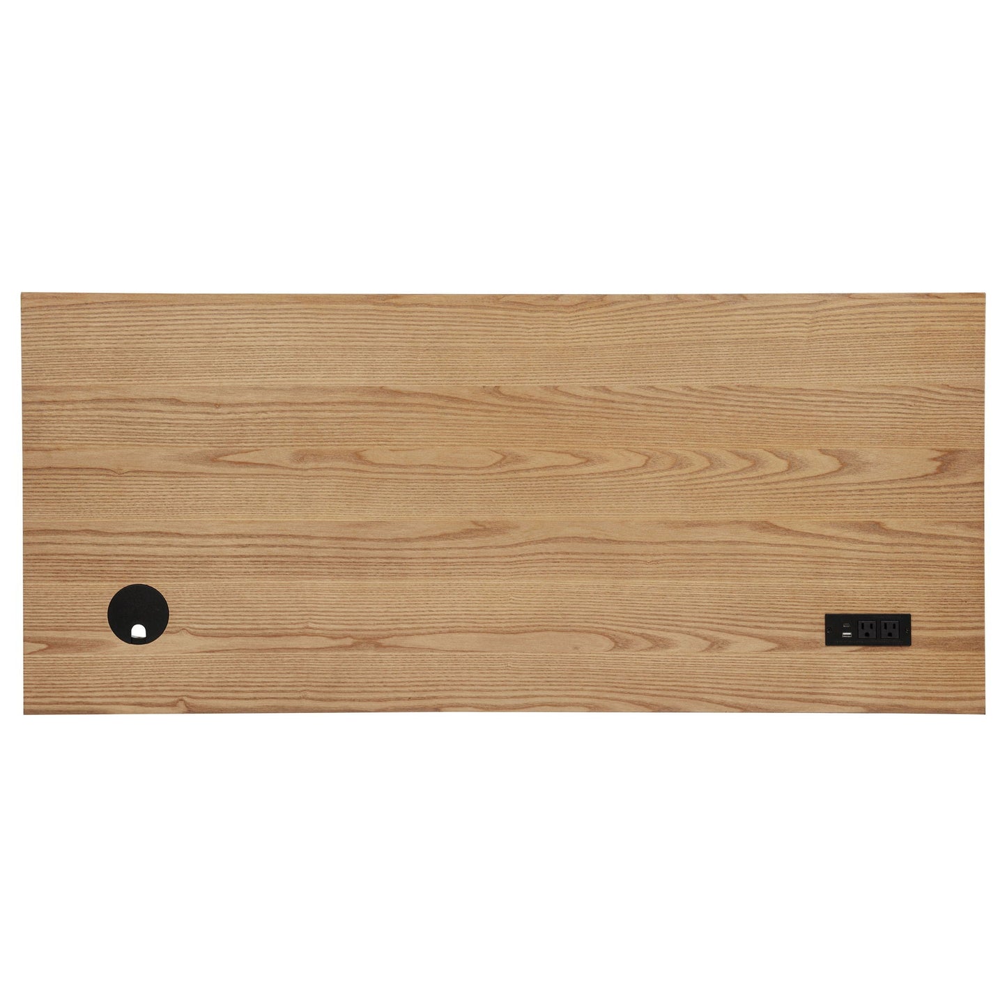 Vermes 55-inch 3-drawer Writing Desk with Power Outlet Light Ash