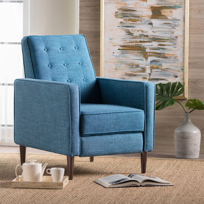 Mid-Century Modern Recliner With Button Tufted Waffle Stitch