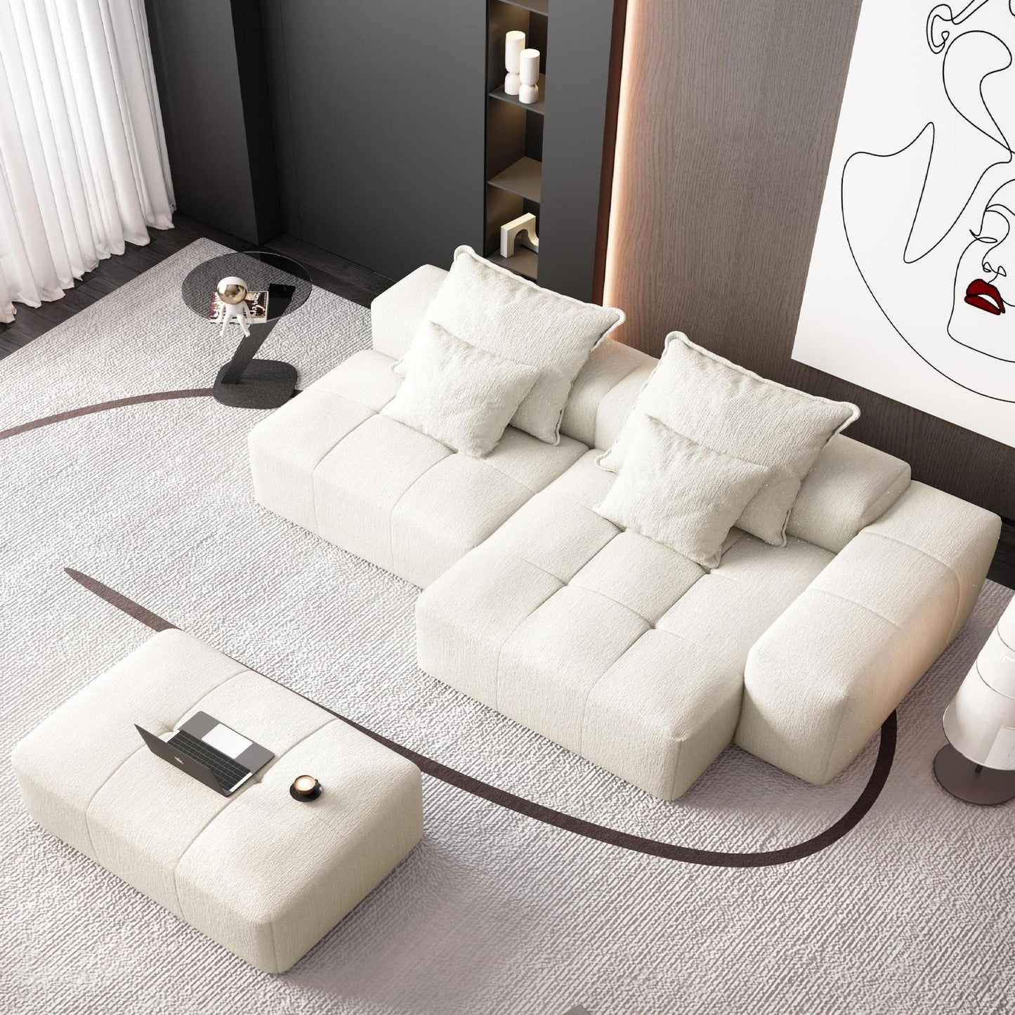 Modern Oversized Diy Combination Modular Sectional Sofa With Pillows