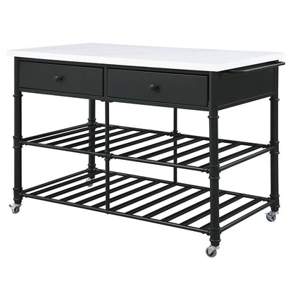 Emery - Kitchen Island - White Cultured Marble Top & Gray