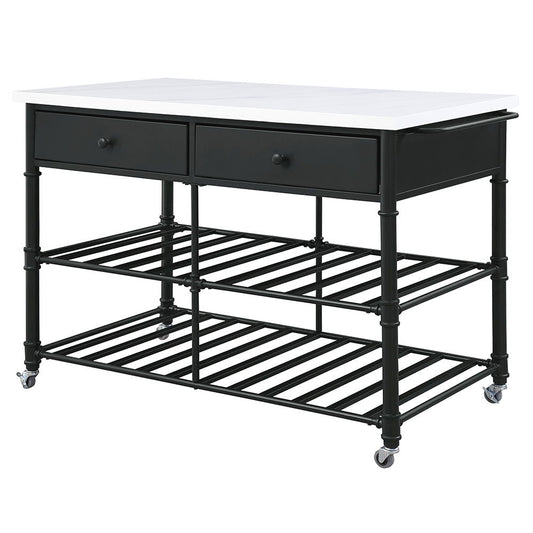 Emery - Kitchen Island - White Cultured Marble Top & Gray
