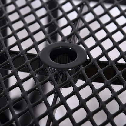 Square Outdoor Steel Picnic Table, With Umbrella Pole