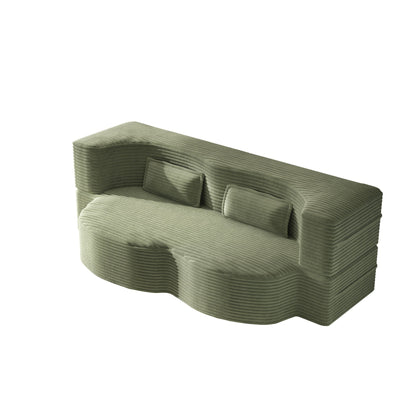Modern Floor Sofa With 2 Pillows, Convertible Twin Size Folding Mattress For Living Room