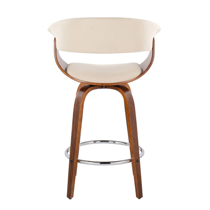 Vintage Mod - Mid Century Modern Fixed Height Counter Stool With Swivel With Round Footrest (Set of 2)