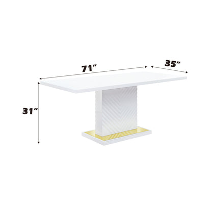 Gaines - High Gloss Dining Table With Pedestal Base