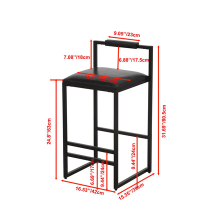 Elegant Bar Stool Set With Backrest And Footrest, Counter Height (Set of 2)