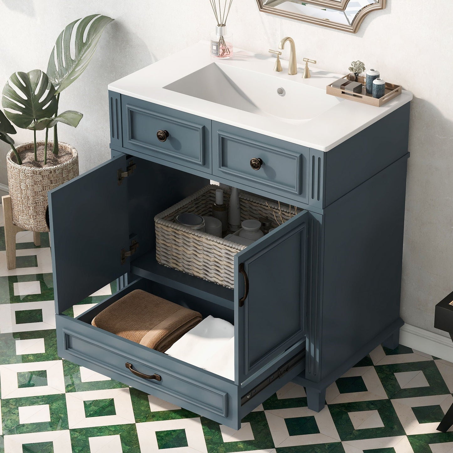 Bathroom Vanity With Sink, Storage Cabinet