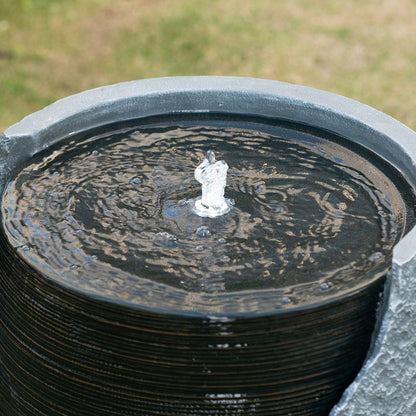 Indoor Outdoor Water Fountain, Unique Broken Urn Fountain Chic Dynamic Modern Design With Light For Garden