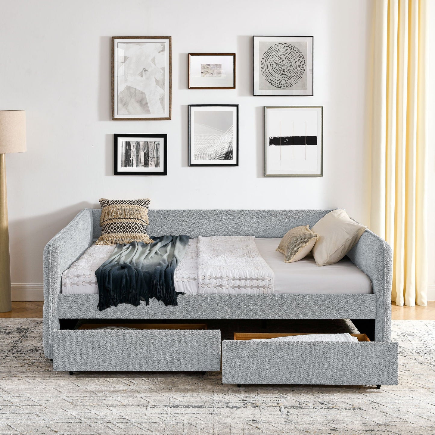 Upholstered Daybed & 2 Drawers