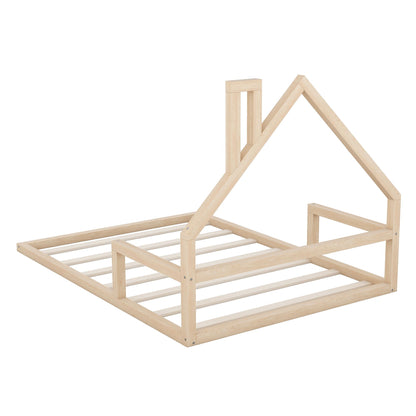 Elegant Floor Bed With House Shaped Headboard