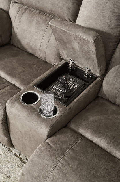 Laresview - Dbl Reclining Loveseat with Console - Fossil