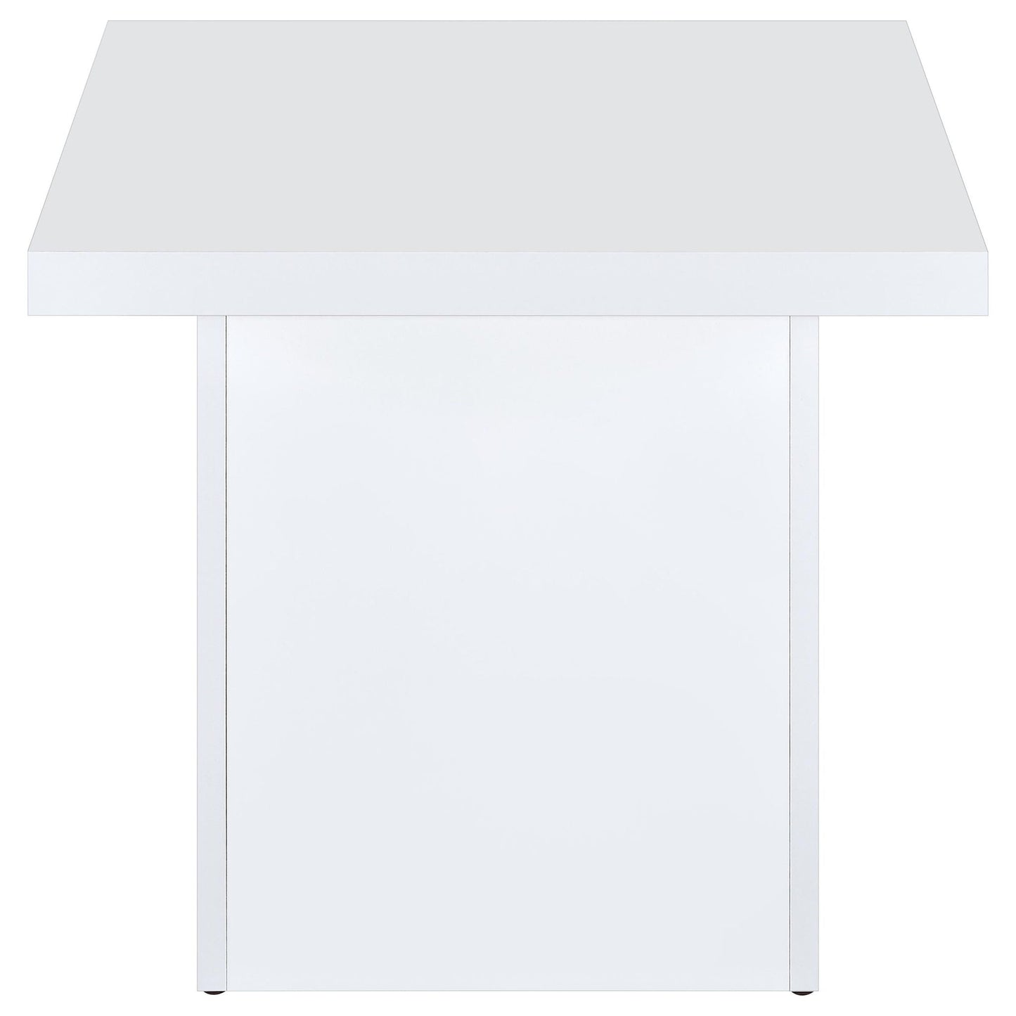 Devar Square Engineered Wood Side End Table White High Gloss
