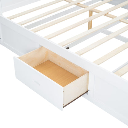 Platform Bed With Multi Storage Headboard, USB And Drawers