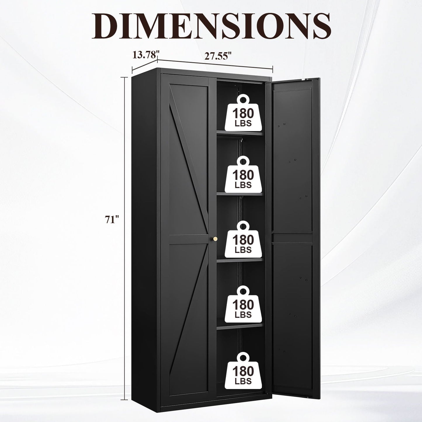 Adjustable 2 Door Storage Cabinet With Adjustable Shelves