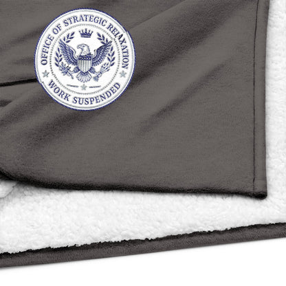 Office of Strategic Relaxation Sherpa Throw Blanket – Work Suspended