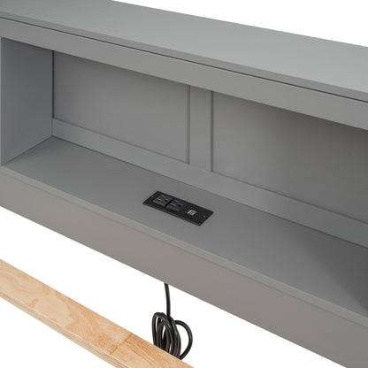 Platform Bed With Storage Headboard, USB, Trundle And 3 Drawers