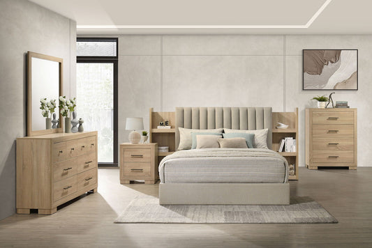 Arielle 5-piece Queen Bedroom Set Light Oak