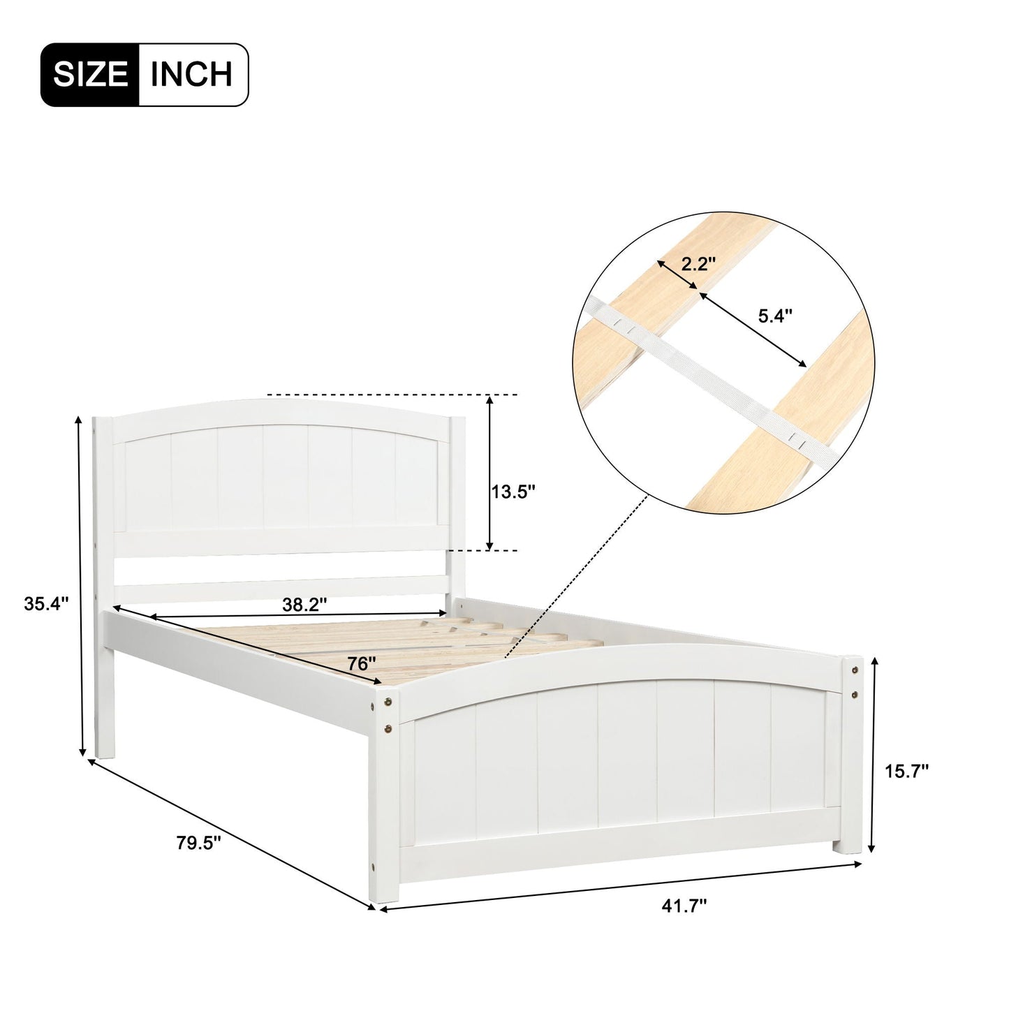 Platform Bed & Headboard, Footboard And Wood Slat Support