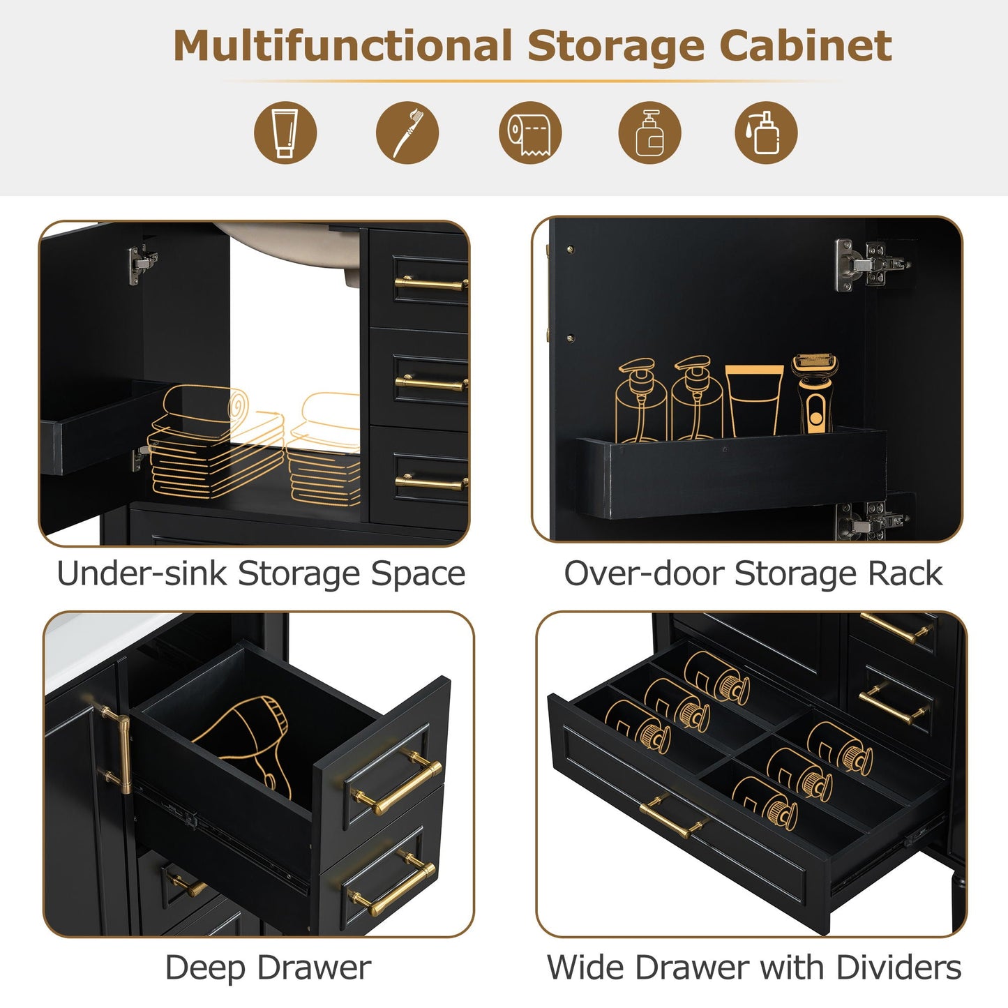 Traditional Bathroom Vanity Set With Soft Close Doors
