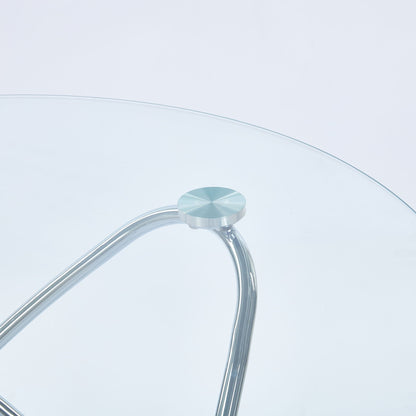 Metal Leg Dining Table With Tempered Glass Top