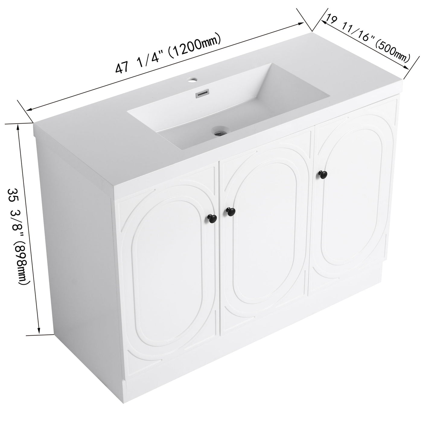 Contemporary Freestanding Bathroom Vanity With Resin Sink & Soft-Close Cabinet Doors